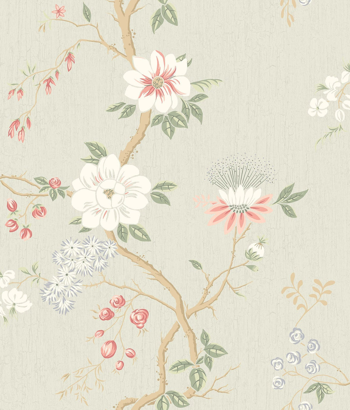 Cole & Son Camellia Tapete – Coral & Duck Egg on Eau du Nil (115/8024)