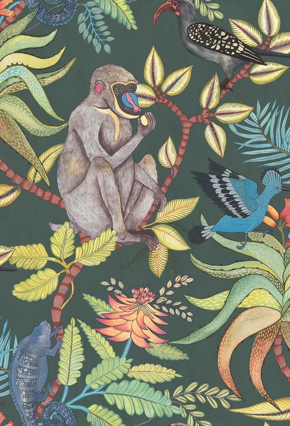 Cole & Son Savuti Bright Multi on Dark Viridian 109/1006 – Muster