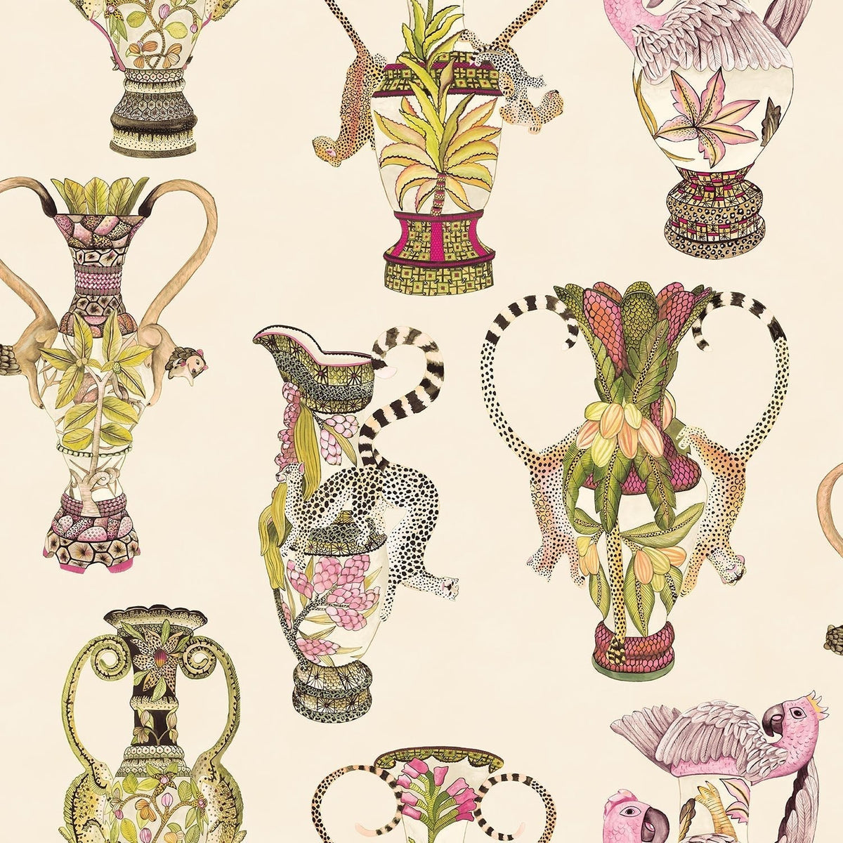 Cole & Son Khulu Vases Multi on Cream 109/12057 – Muster