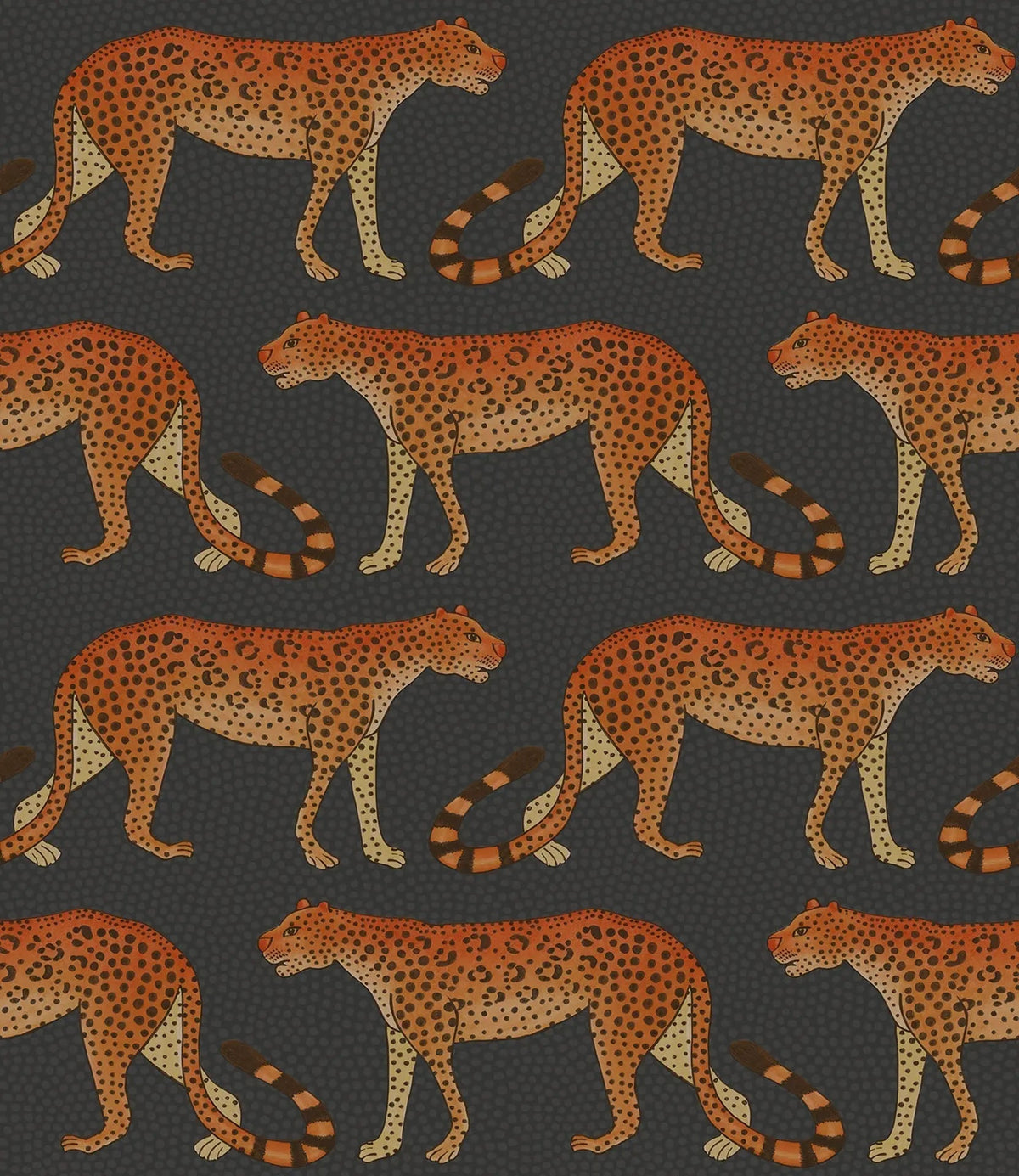 Cole & Son Leopard Walk Burnt Orange on Charcoal 109/2008 – Muster