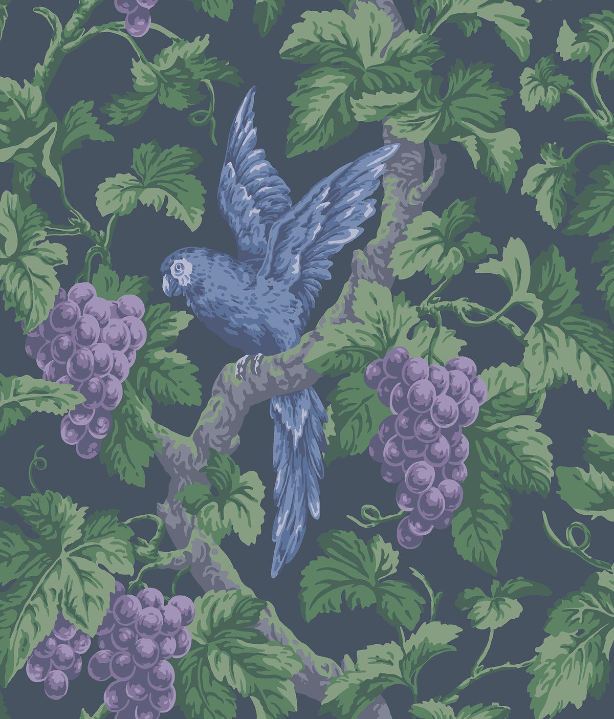 Cole & Son Woodvale Orchard – Violet, Purple & Forest on Ink (116/5019), Musteransicht