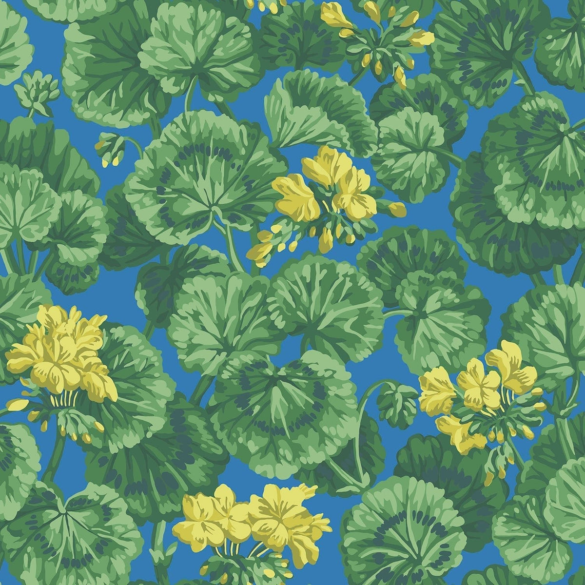 Cole & Son Geranium Lemon & Forest Greens on Electric Blue 117/11032 – Muster