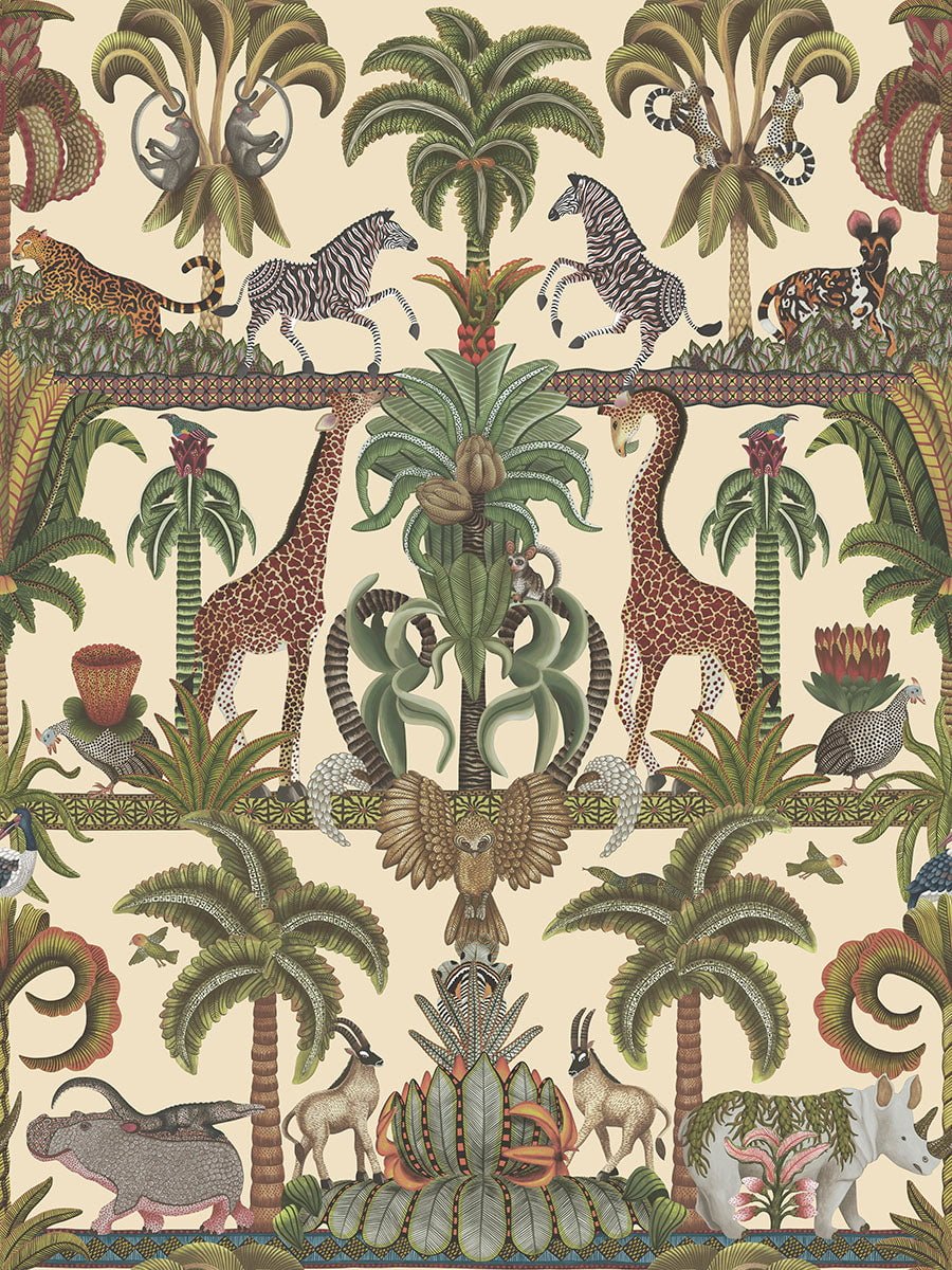 Cole & Son Afrika Kingdom Olive Green & Spring Green on Cream 119/5026 – Muster