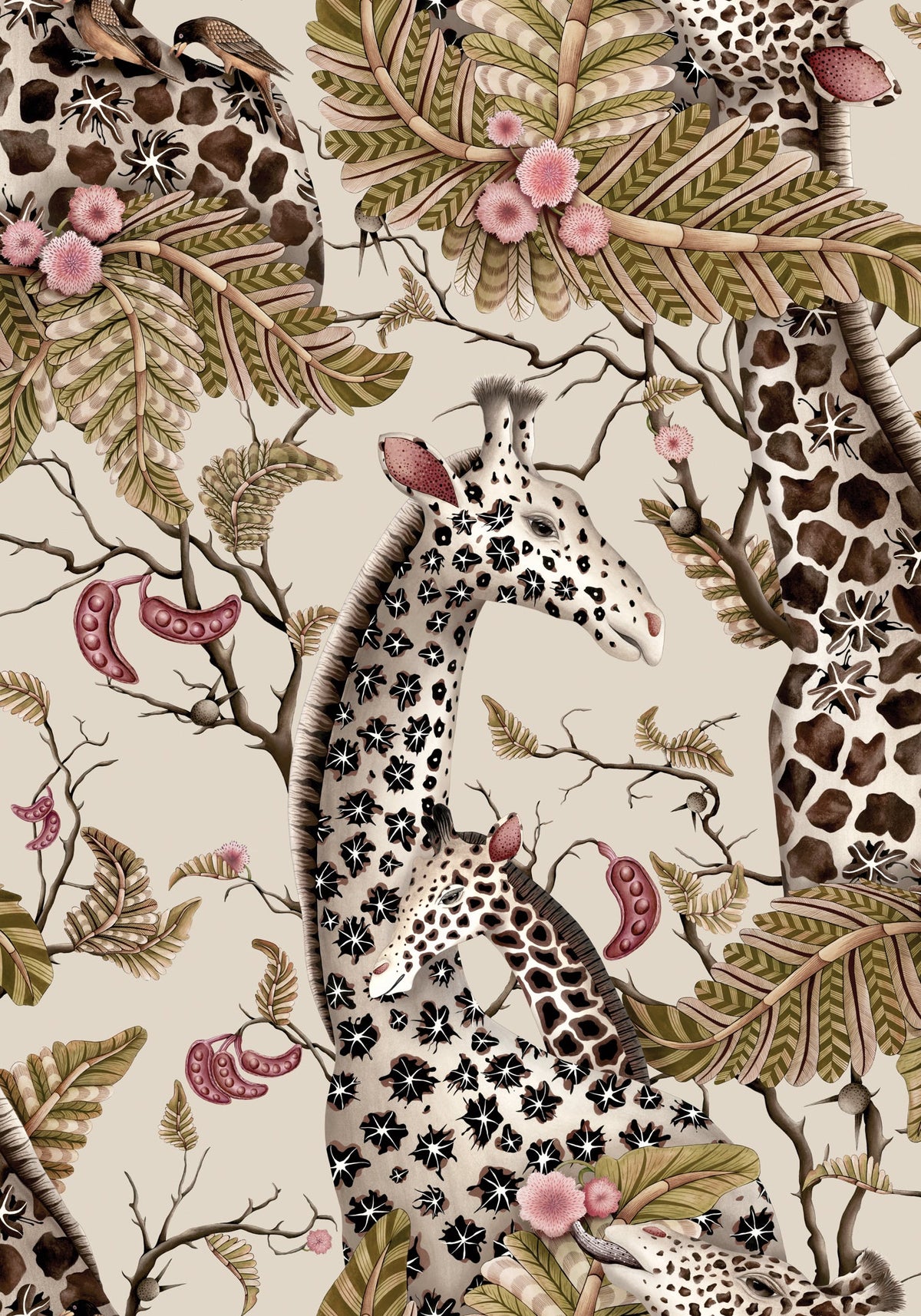 Cole & Son Royal Giraffe Stone & Mulberry 129/3012 – Muster