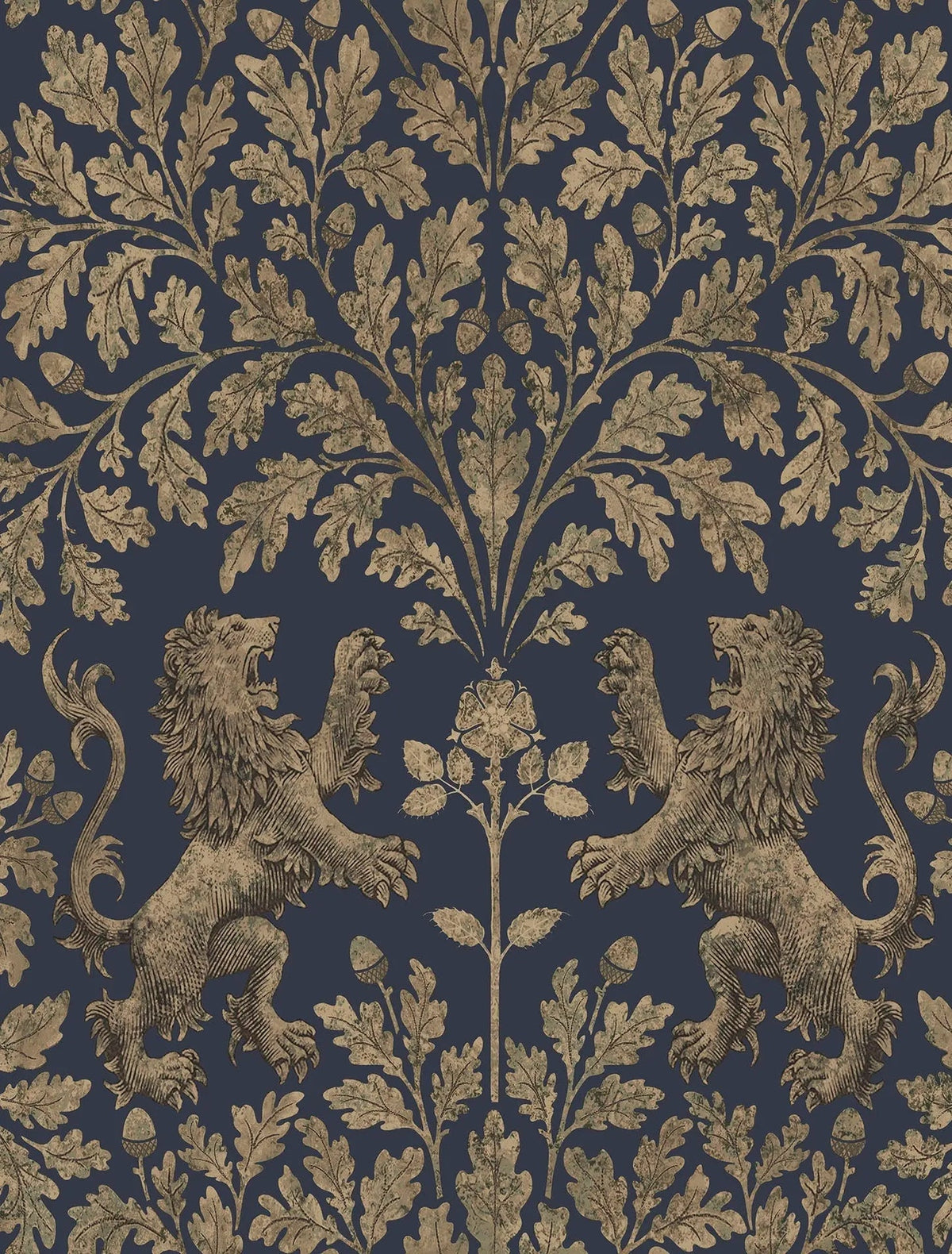 Cole & Son Boscobel Oak – Metallic Gilver on Ink (116/10039)
