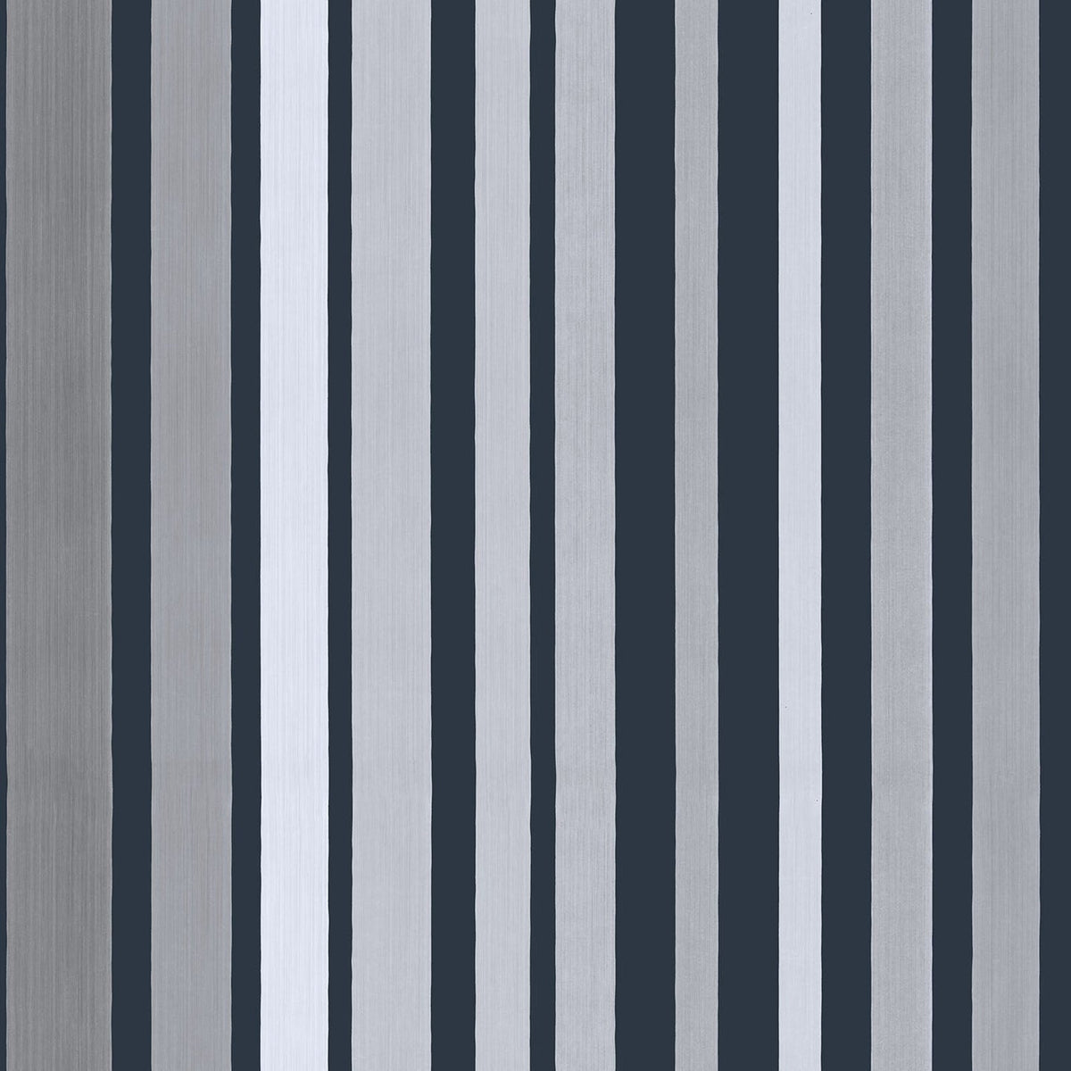 Cole & Son Carousel Stripe, Metallic Silver on Charcoal, 110/9043