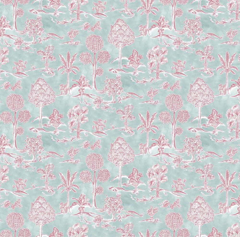 Osborne & Little Karuna – Stoff – F8023-05 – Aqua / Raspberry