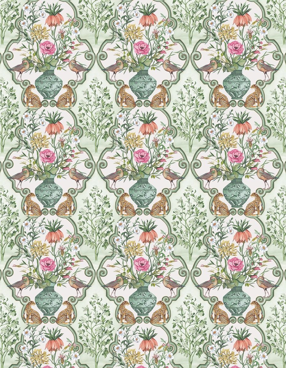 Osborne & Little Sundara – Stoff – F8027-01 – Sage / Pink