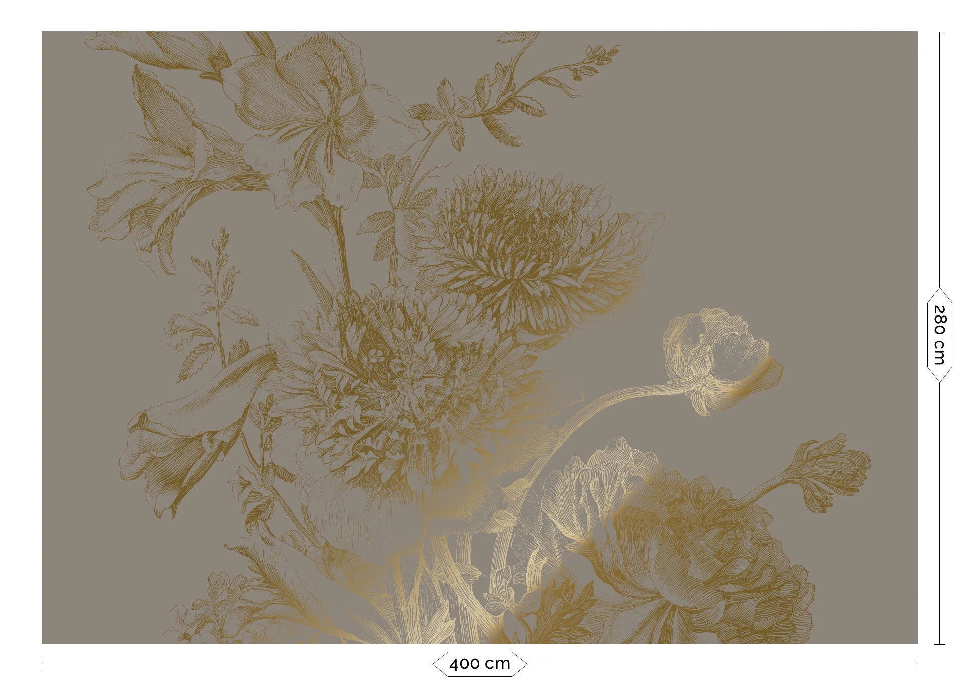 KEK Amsterdam - Gold Tapete Engraved Flowers Grau