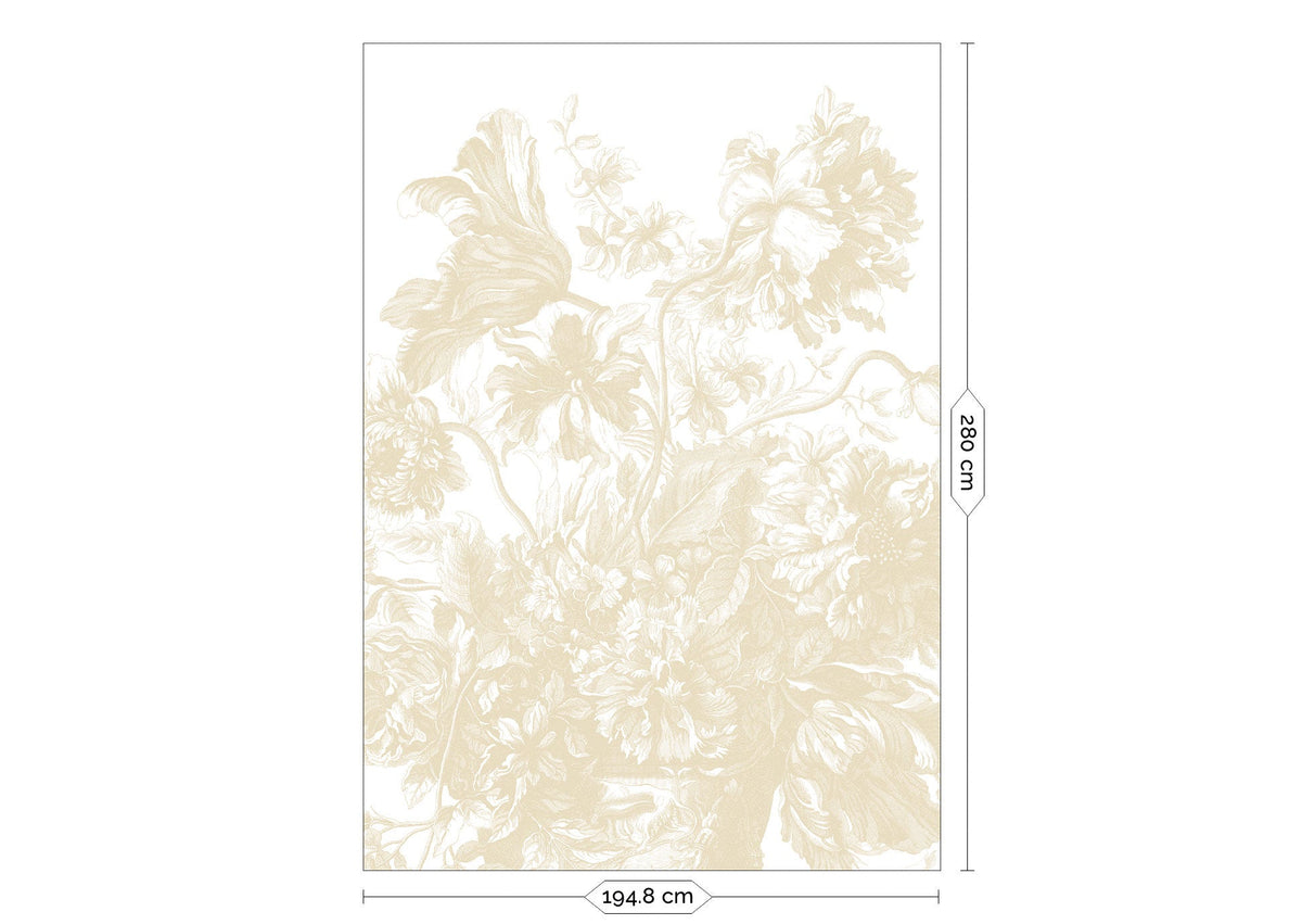 KEK Amsterdam Engraved Flowers Beige Tapete – 194,8 × 280 cm FU-039