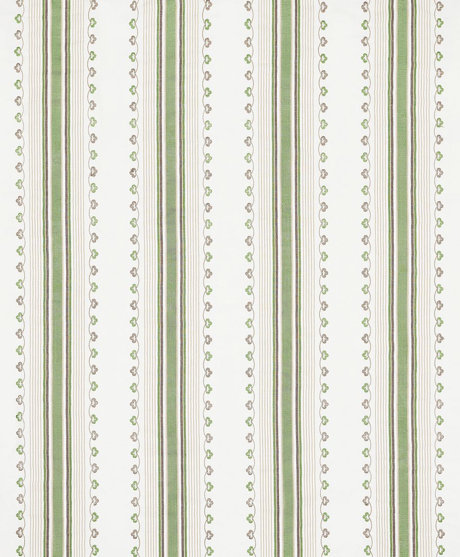 Nina Campbell Mabel Stripe – Stoff – NCF4552-04 – Green / Chocolate