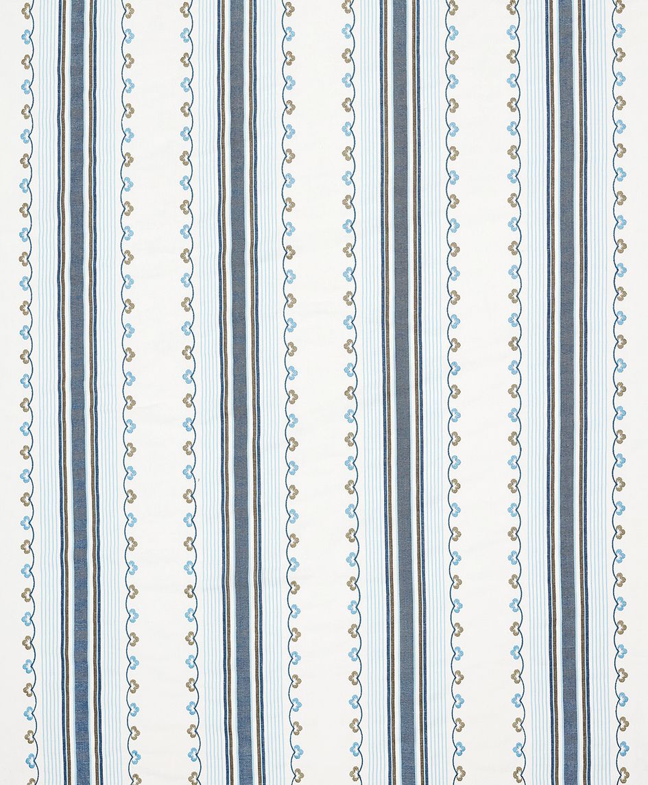Nina Campbell Mabel Stripe – Stoff – NCF4552-05 – Blue / Chocolate