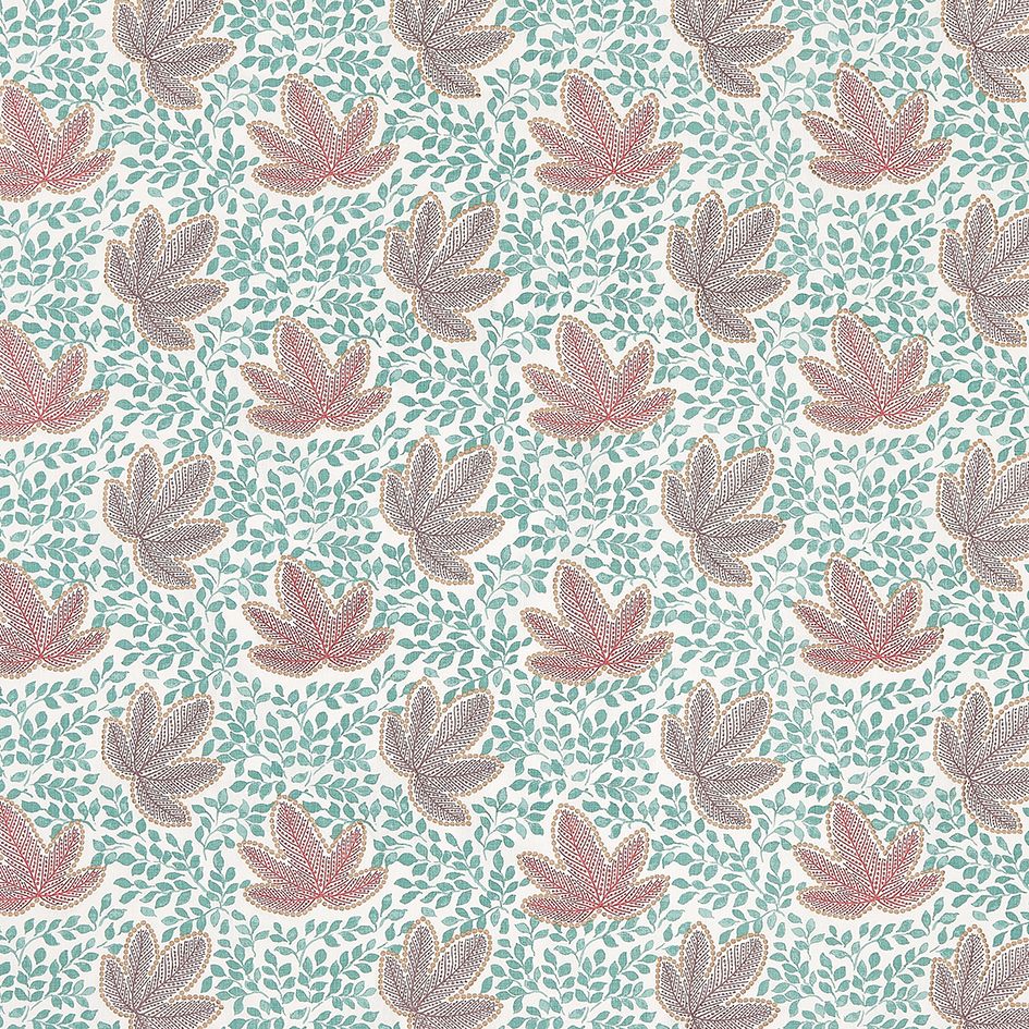 Nina Campbell Clarice – Stoff – NCF4553-01 – Teal / Ruby / Amethyst