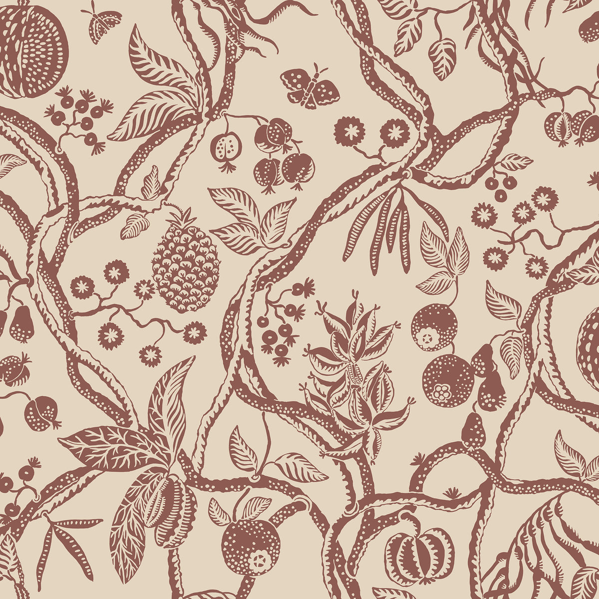 Sandberg Tree of Life Burgundy S10614 – Tapetenmuster