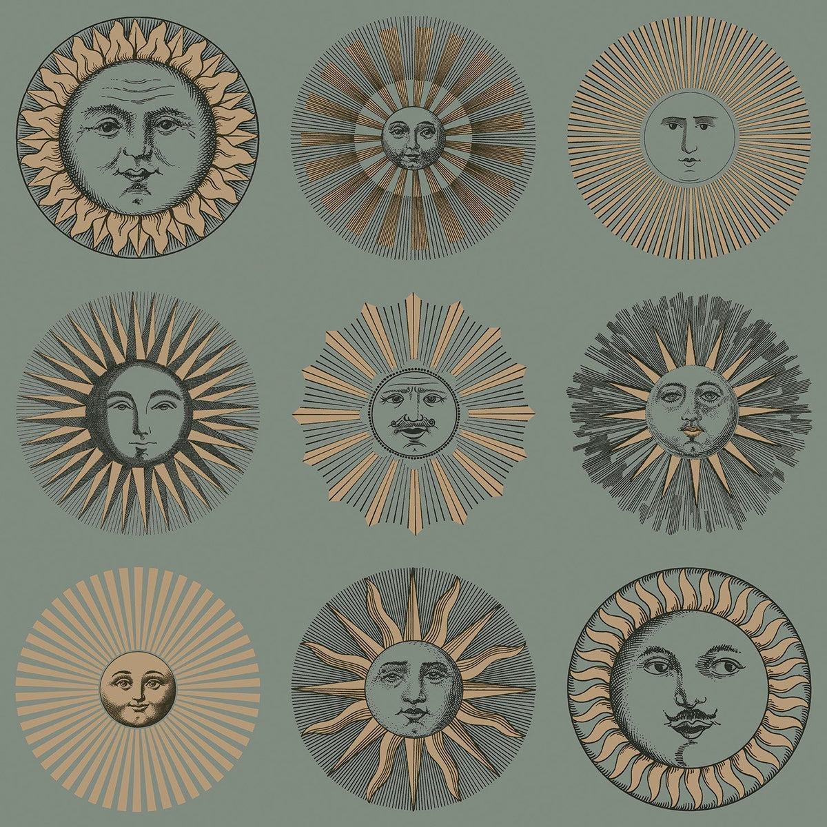 Cole & Son Fornasetti Soli Sage & Rose Gold – Tapete