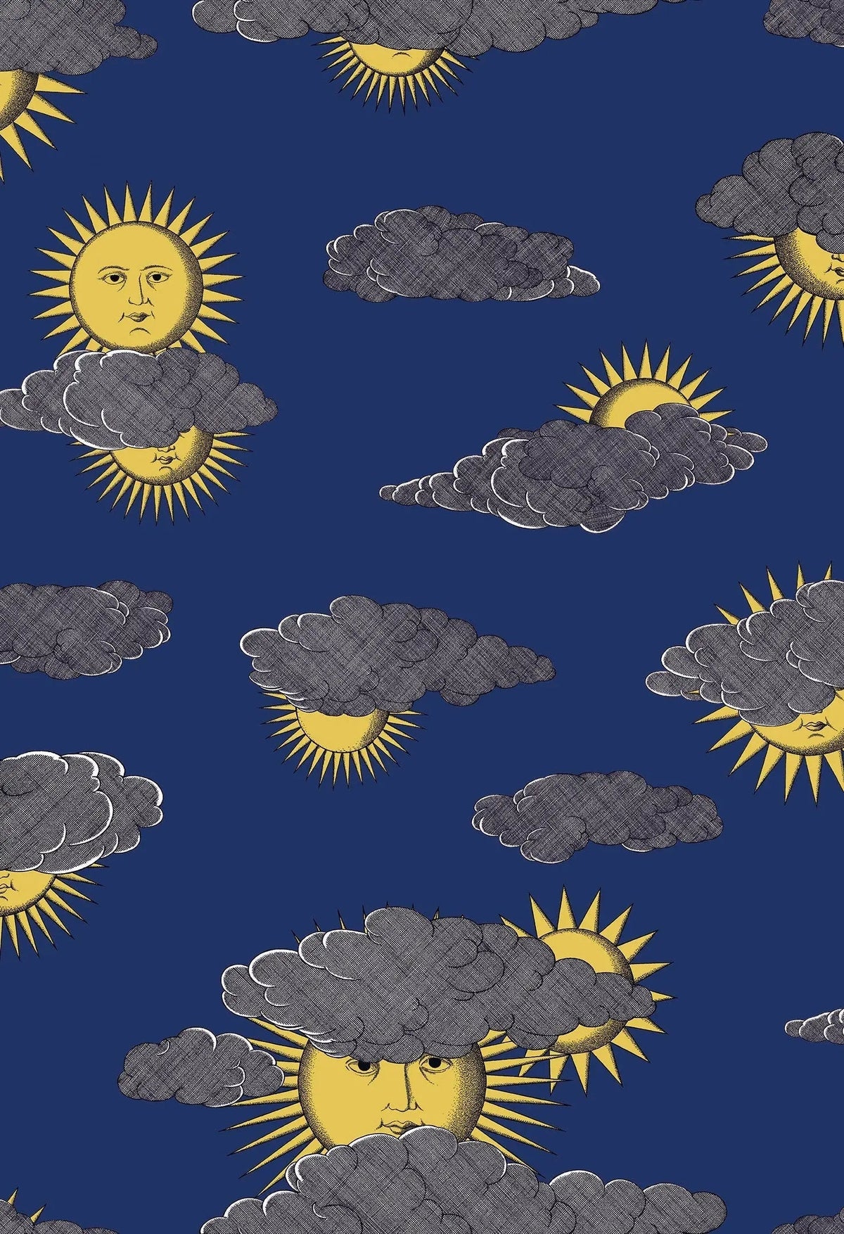 Cole & Son Fornasetti Soli e Nuvole Yellow & Blue – Tapete