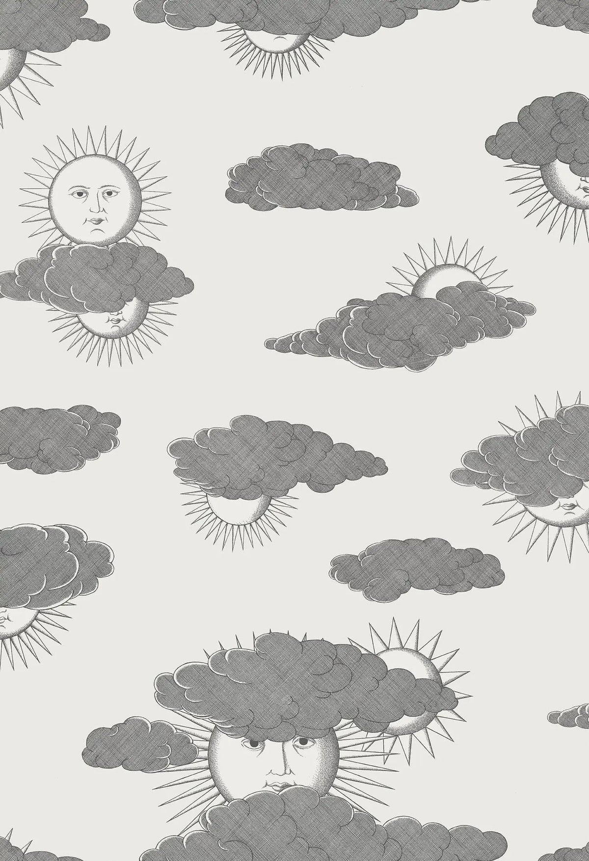 Cole & Son Fornasetti Soli e Nuvole Black & White – Tapetenmuster