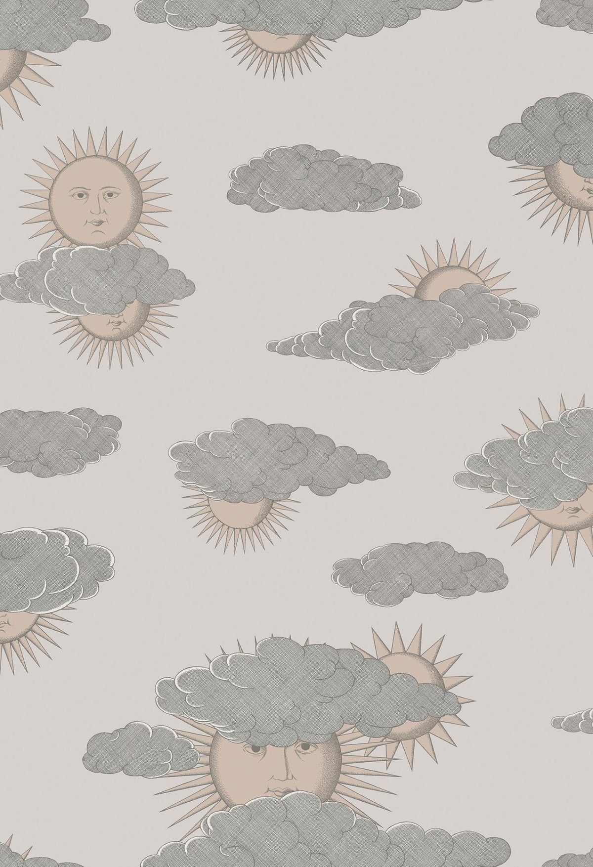 Cole & Son Fornasetti Soli e Nuvole Beige & Soft Gold – Tapetenmuster