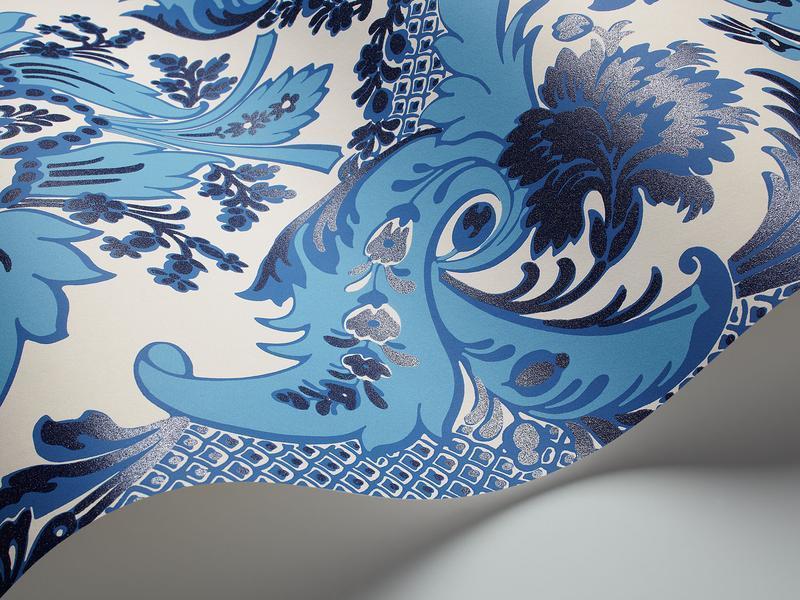 Cole and Son - Tapete Aldwych Wallpaper-Tapeten-Cole & Son-Multi Blue on White S94/5025-TOJU Interior