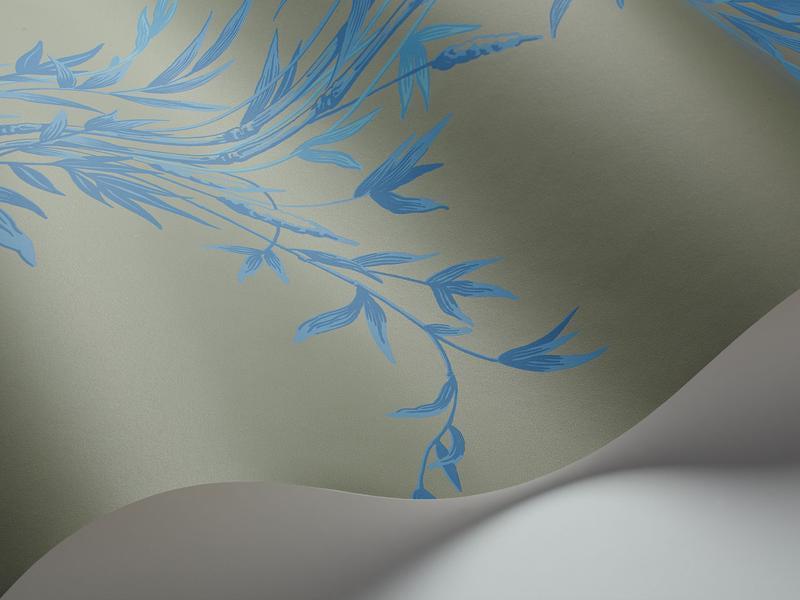 Cole and Son - Tapete Bamboo Wallpaper-Tapeten-Cole & Son-China Blue on Old Olive S100/5026-TOJU Interior