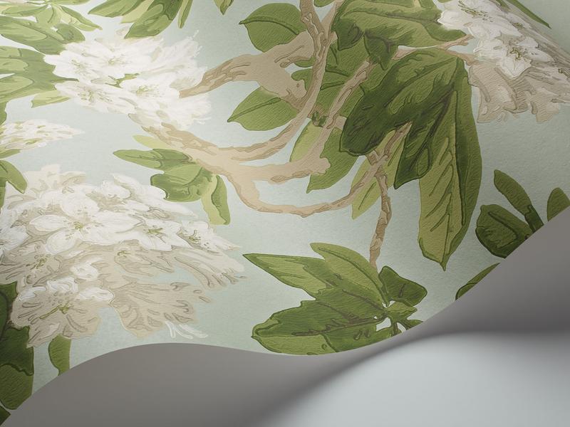 Cole and Son - Tapete Bourlie Wallpaper-Tapeten-Cole & Son-WhiteXgsX Olive Green on Duck Egg S99/4022-TOJU Interior