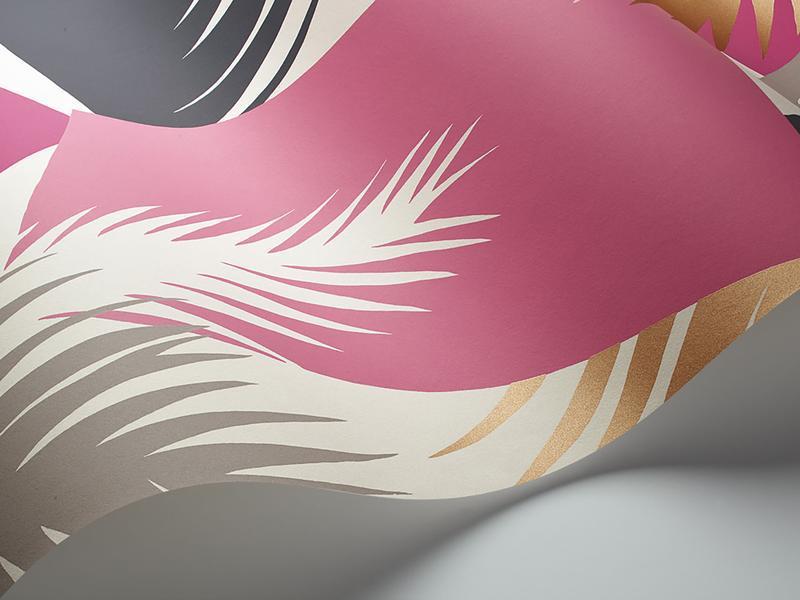 Cole and Son - Tapete Deco Palm Wallpaper-Tapeten-Cole & Son-Fuchsia & Magenta & Gold & Charcoal on Cream S105/8038-TOJU Interior