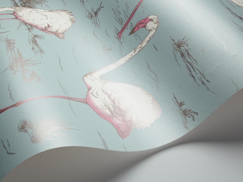 Cole and Son - Tapete Flamingos Wallpaper-Tapete-Cole & Son-Weiß & Fuchsia auf Sea Foam 66/6044-TOJU Interior