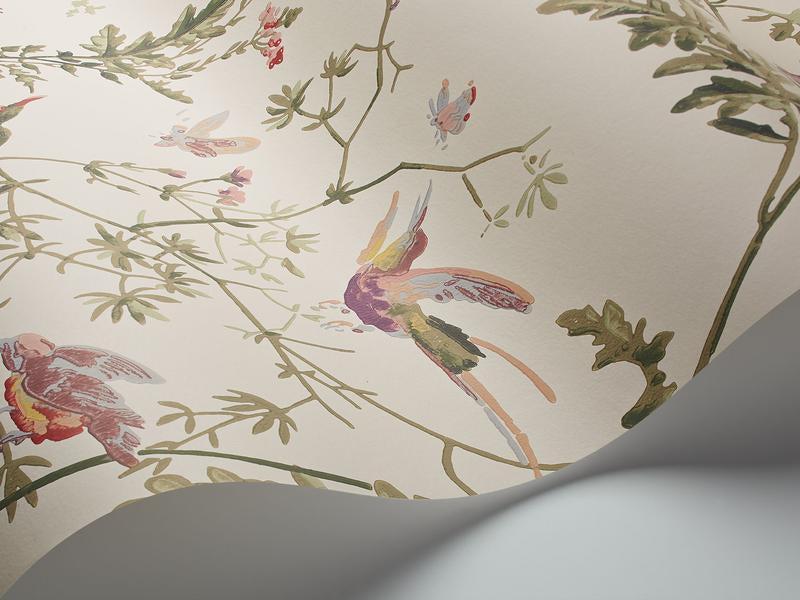 Cole and Son - Tapete Hummingbirds Wallpaper-Tapeten-Cole & Son-Classic Multi & Old Olive on Cream S100/14071-TOJU Interior