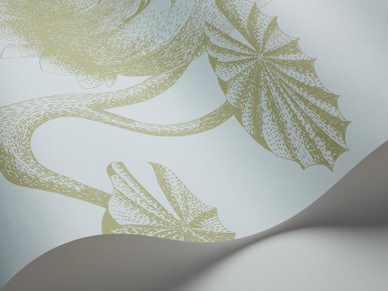 Cole and Son - Tapete Lily Wallpaper-Tapeten-Cole & Son-Olive Green auf Seefoam S69/3112-TOJU Interior