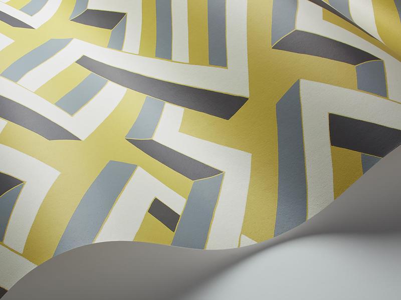 Cole and Son - Tapete Luxor Wallpaper-Tapeten-Cole & Son-White & Charcoal on Chartreuse S105/1005-TOJU Interior