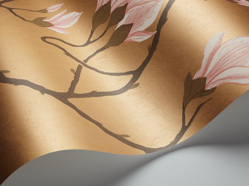 Cole and Son - Tapete Magnolia Wallpaper-Tapeten-Cole & Son-Antikgold/Rosa-TOJU Interior