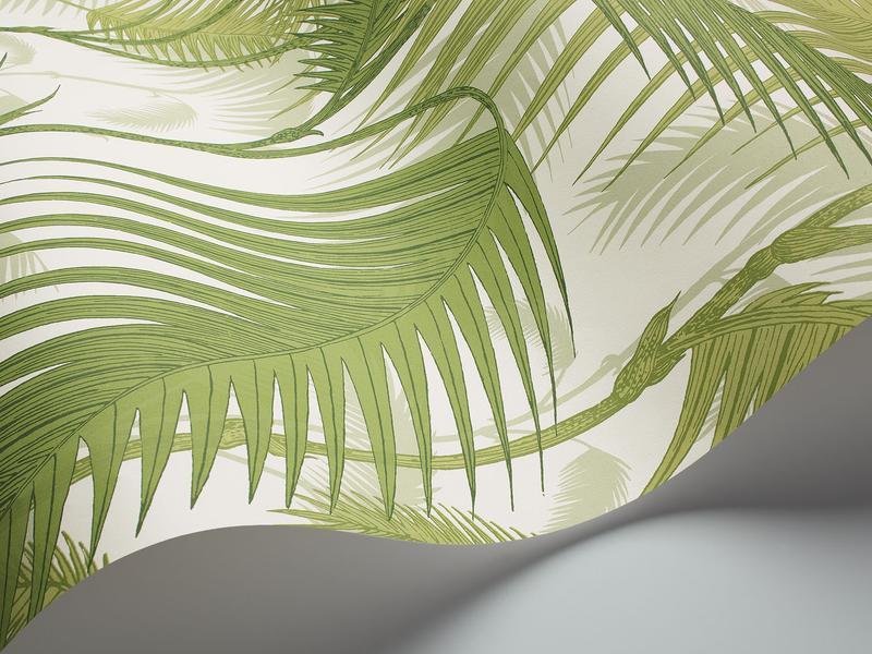 Cole and Son - Tapete Palm Jungle Wallpaper-Tapete-Cole & Son-Olive Green on White S95/1001-TOJU Interior