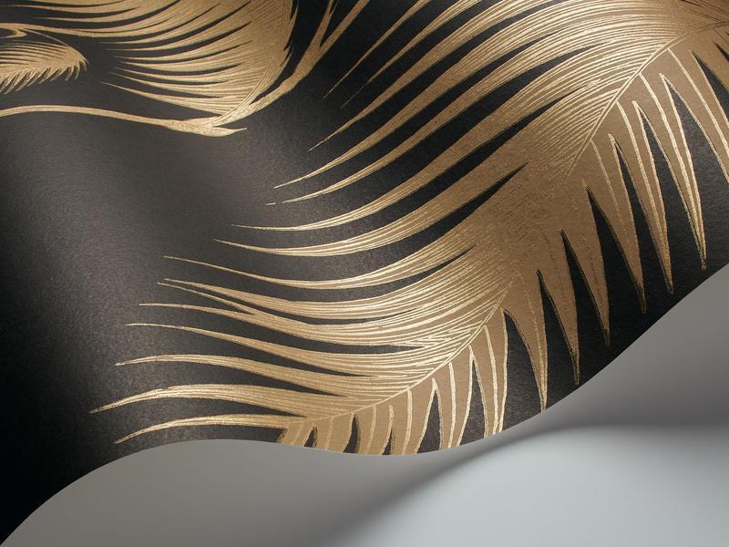 Cole and Son - Tapete Palm Leaves Wallpaper-Tapeten-Cole & Son-Gold auf Charcoal 66/2014-TOJU Interior