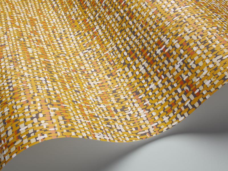 Cole and Son - Tapete Tweed Wallpaper-Tapeten-Cole & Son-Chartreuse & Burnt Orange on Soot S92/4018-TOJU Interior