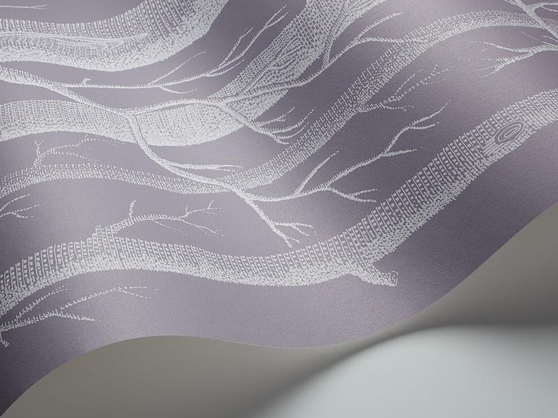 Cole and Son - Tapete Woods Wallpaper-Tapeten-Cole & Son-White on Lilac Grey 69/12151-TOJU Interior