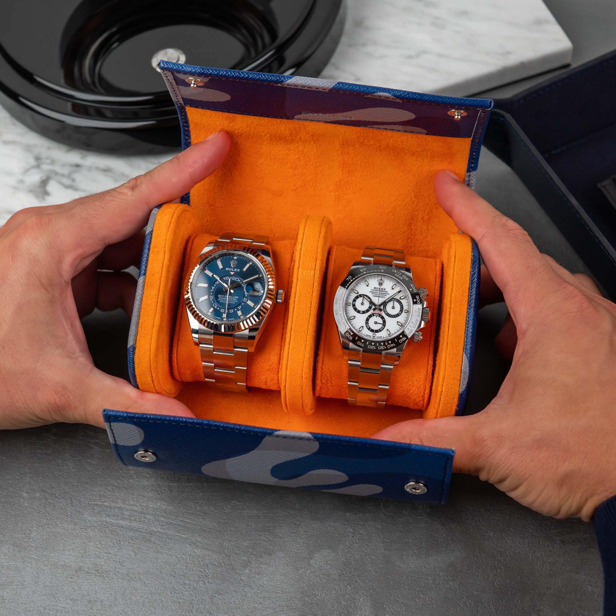 IFL Watches - Watch Roll - Blue Camo Watch Roll für 2 Uhren-Uhrenrolle-TOJU Interior