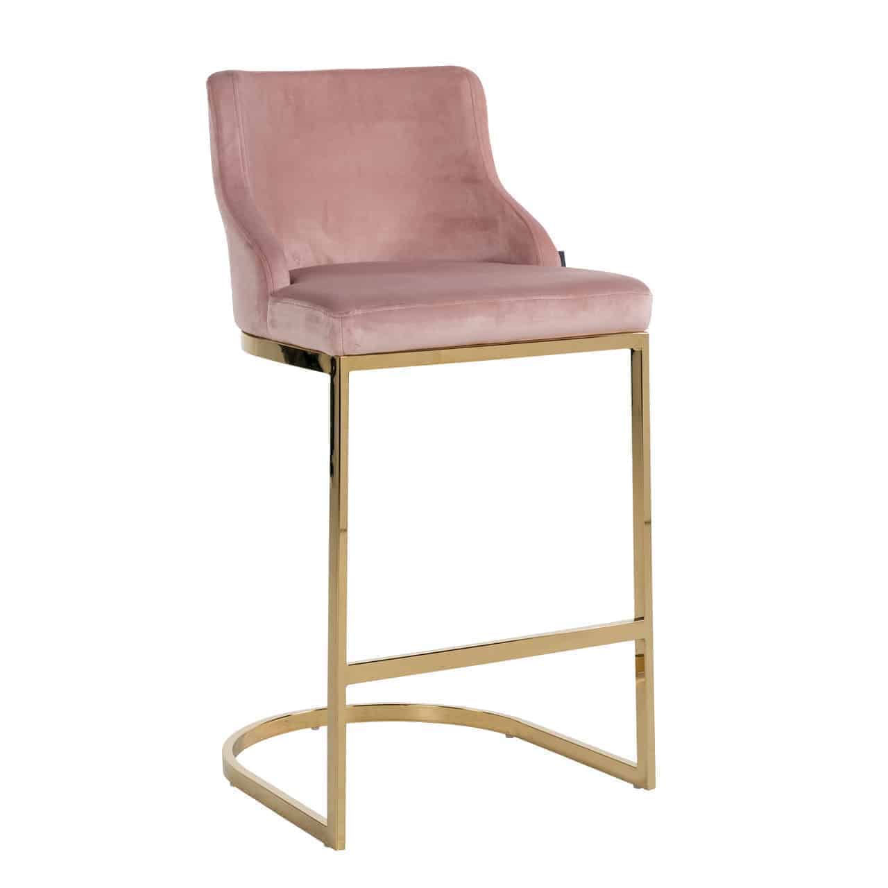 Richmond Interiors-Barstuhl Bolton-Stuhl-Richmond Interiors-Pink Samt / Gold-TOJU Interior